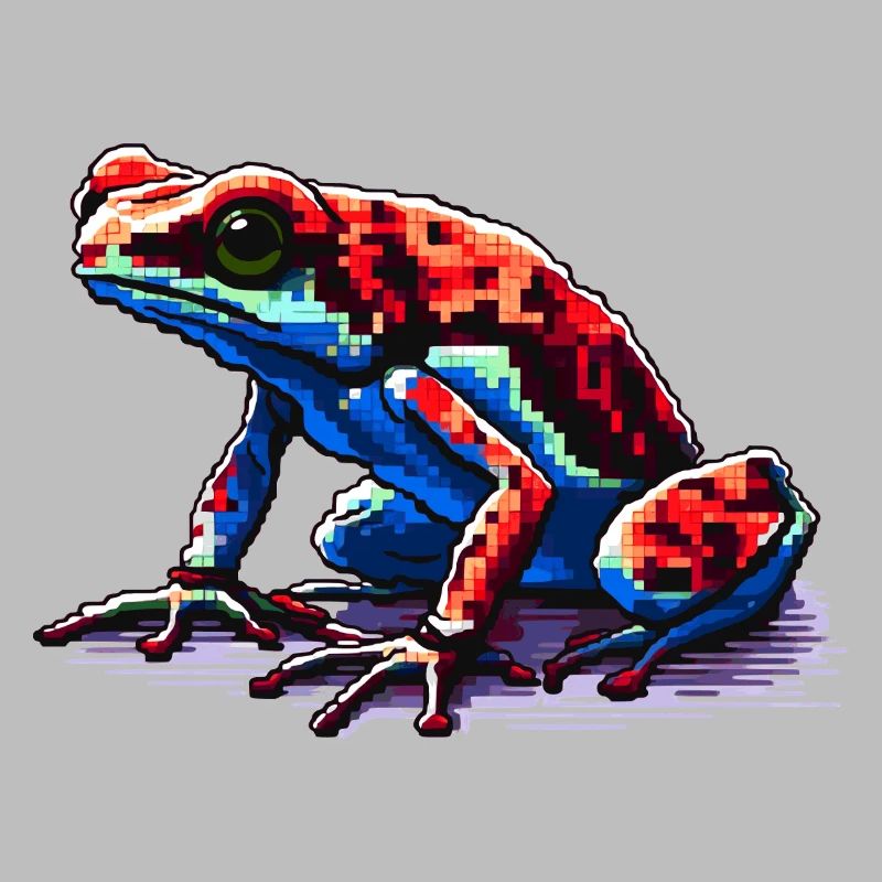 Grenouille dendrobate empoisonnée colorée en aspect pixel 8 bits