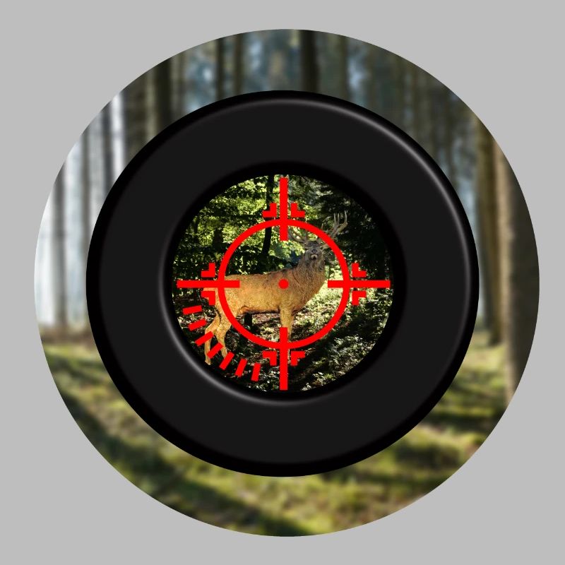 Ein Hirsch durch das Zielfernrohr zu sehen