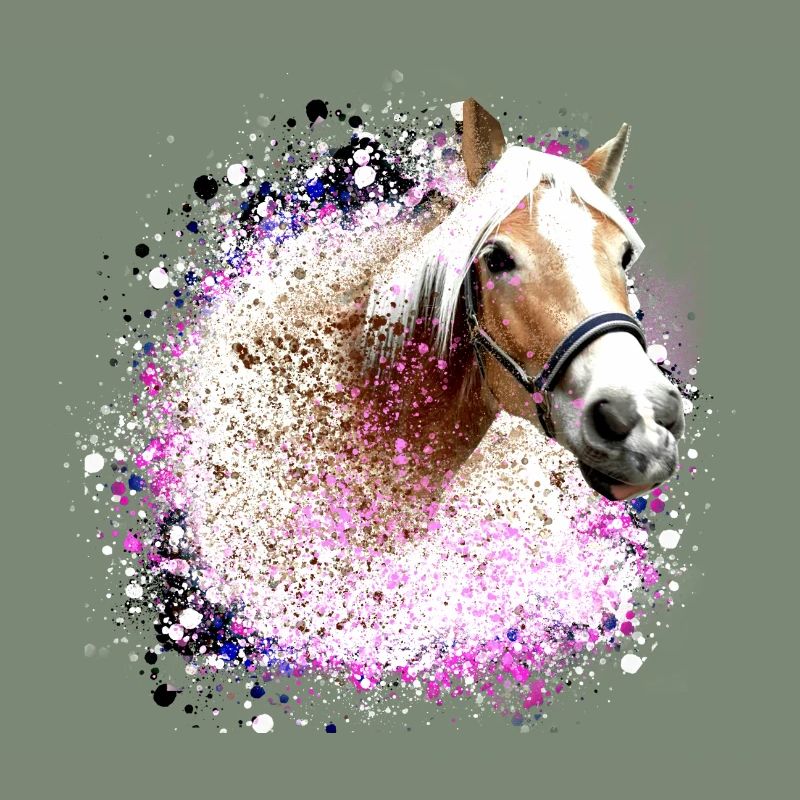 cheval,haflinger, graffitis, peinture, bleu, chevaux,