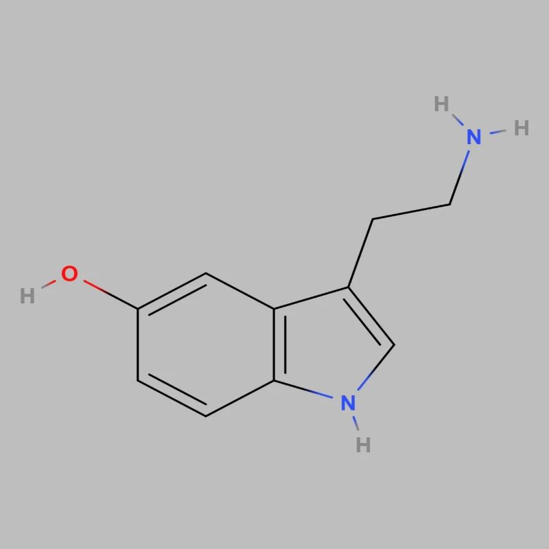 Serotonin Molecule - Colored Structural Formula