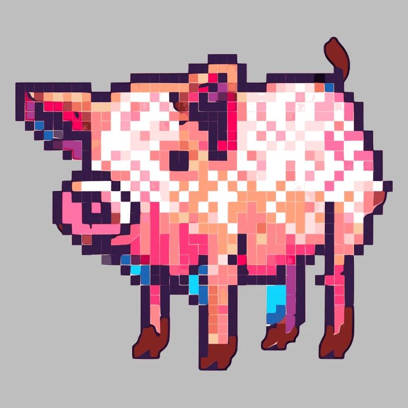 Cochon 8 bits dans un graphique rétro en pixels
