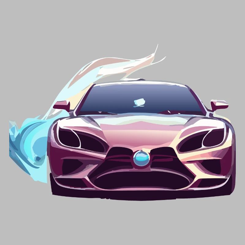 Voiture de course chromée devant le brouillard