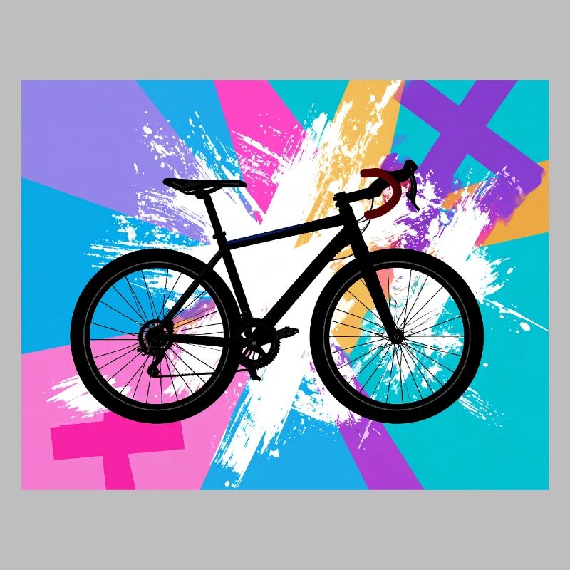 illustration,mountain bike,road bike,graffiti,pink