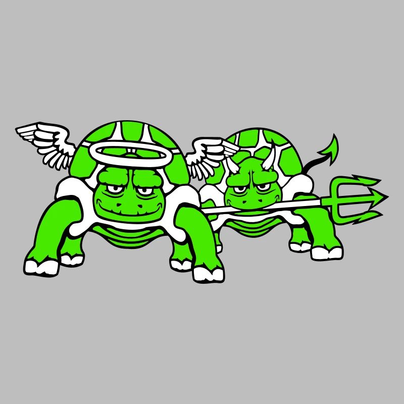 2 Tortues Conscience Équipe Devil Angel Mal Bien