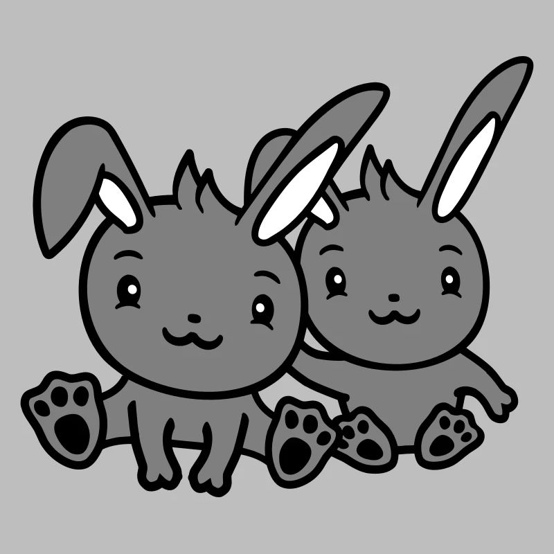 2 Hasen Freunde Team Crew Paar Zwei Glückliche