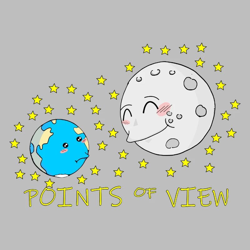 Conception mignonne de points de vue positifs de la lune et de la terre