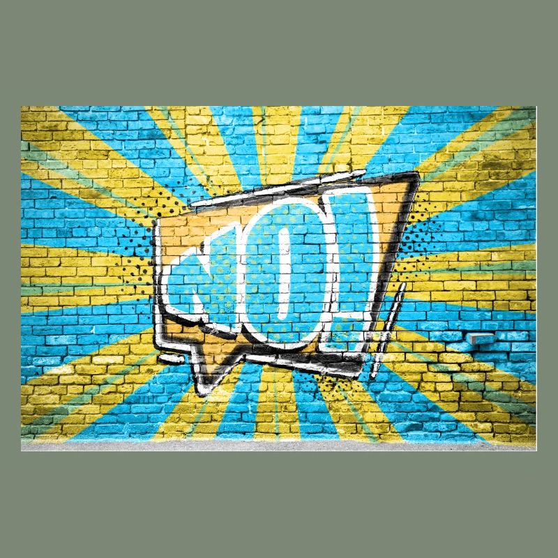 No! Comic Style Bubble Graffiti Lettering on Brick
