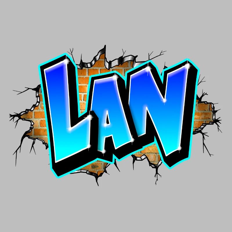 Graffiti LAN Cracks Bricks Yellow