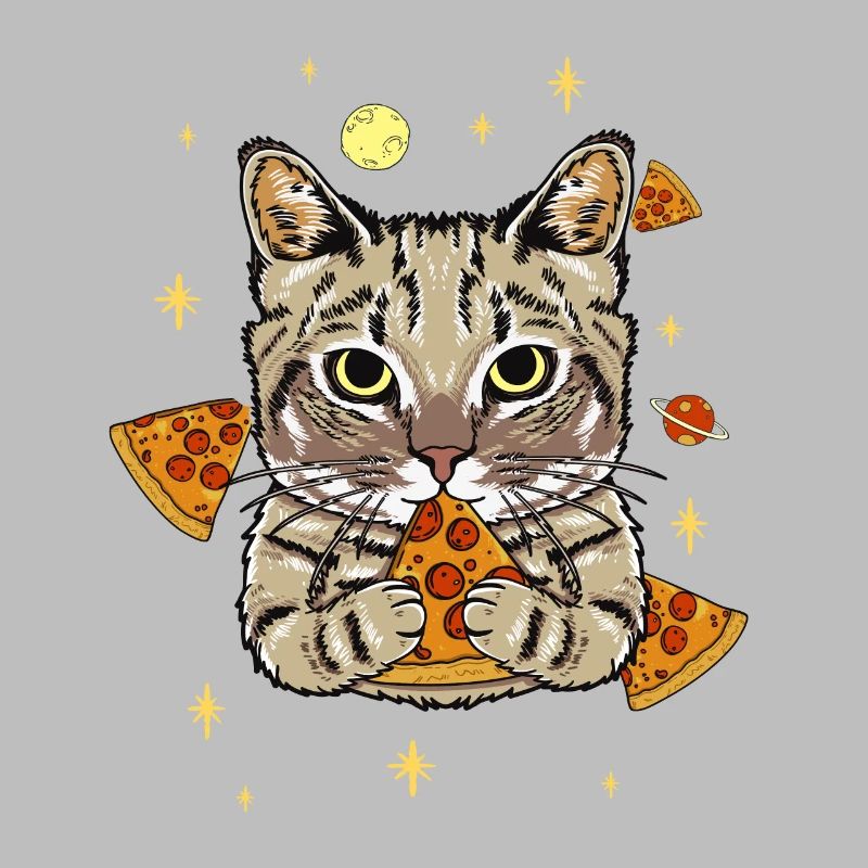 Drôle de pizza chat dans l’espace Fun