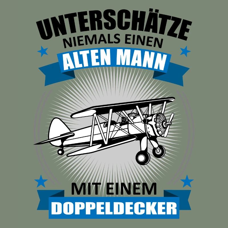Doppeldecker Alter Mann Spruch Pilot Geschenk