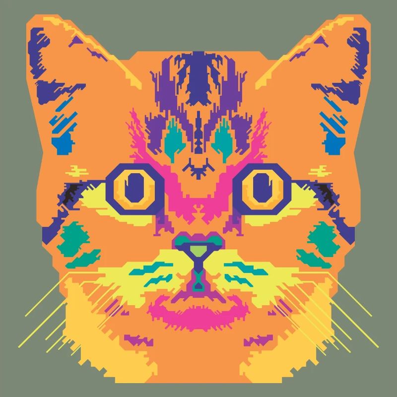Chat psychédélique Funky Vector