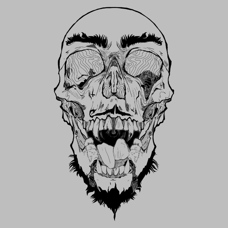 Laughing Dracula vampire skull with beard