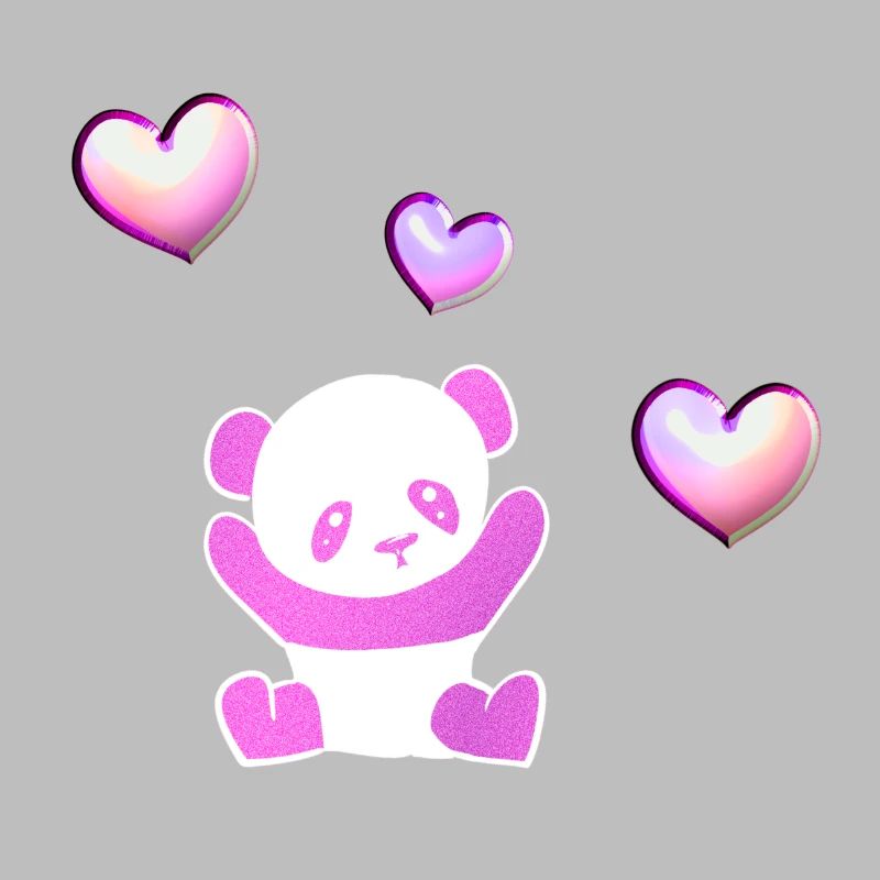 pinker panda tier herzen