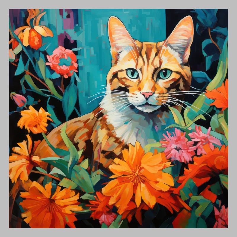 chat, motif de chat, fleurs, cadeau, idée cadeau