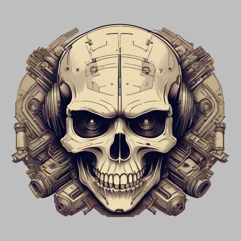 Bionic Schädel - Comic-Stil Logo