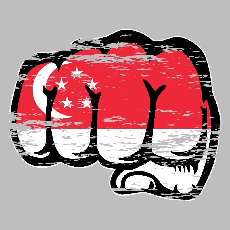 Le drapeau de Singapour est utilisé à la main