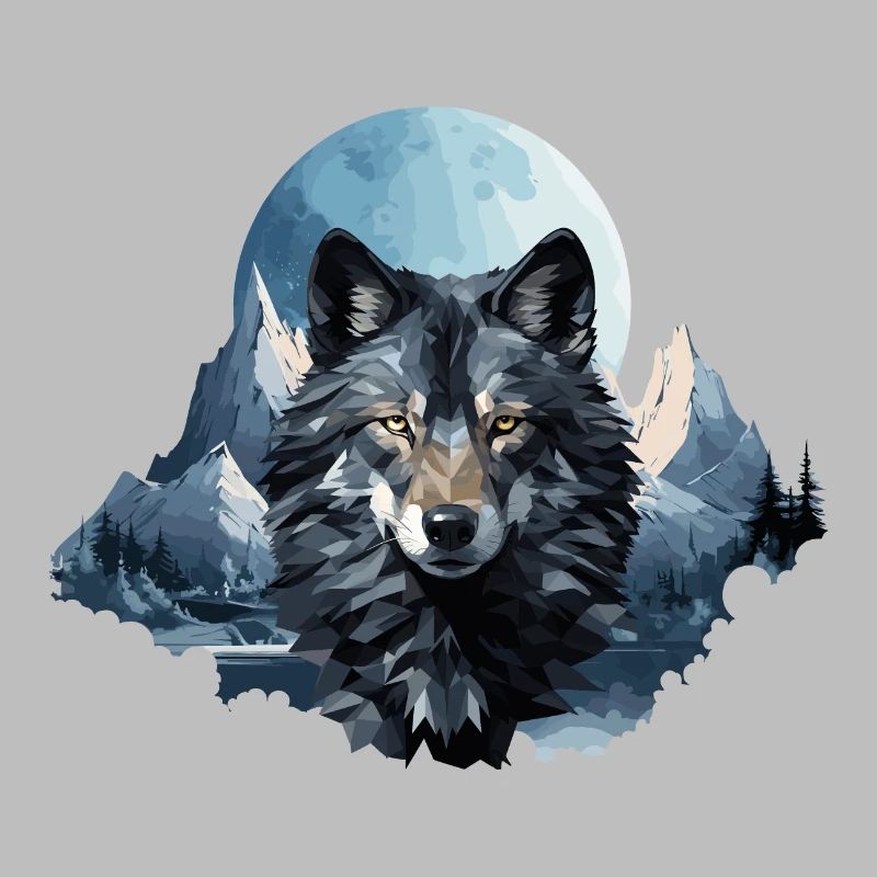 Wolf's design in polygon style