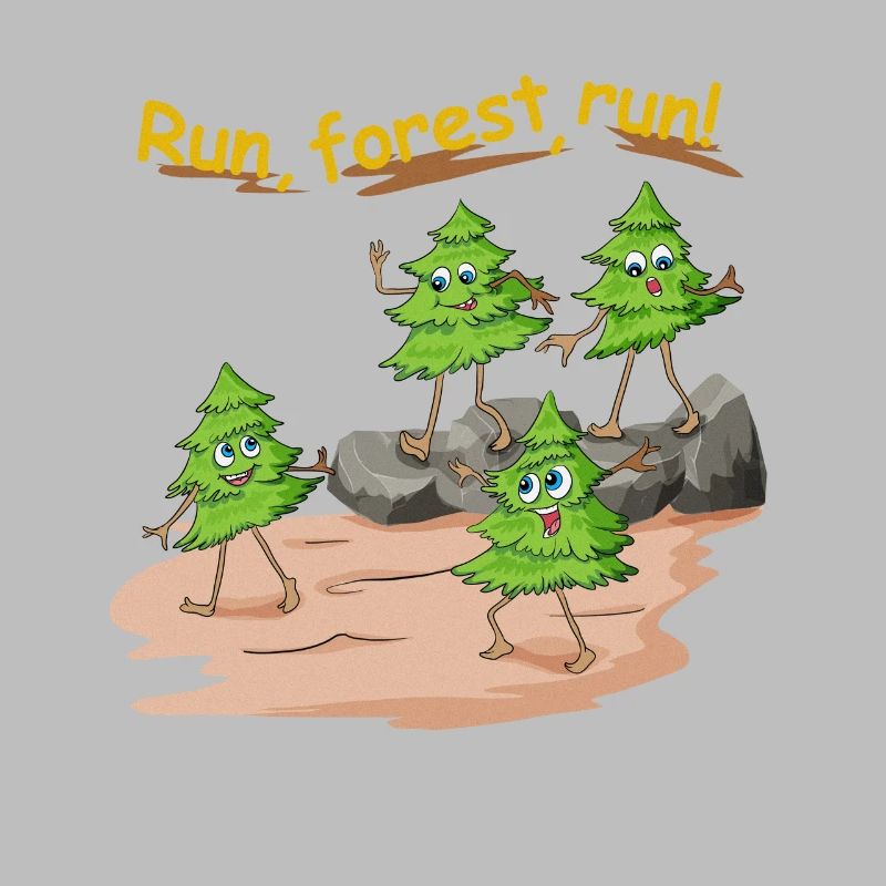 Fir tree run forest run in the forest as a jogger