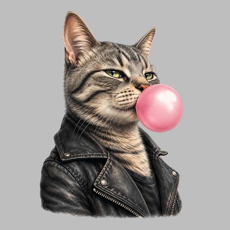 Cool cat with leather jacket