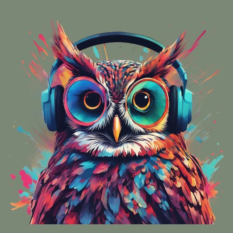 Coole Eule mit Kopfhörer