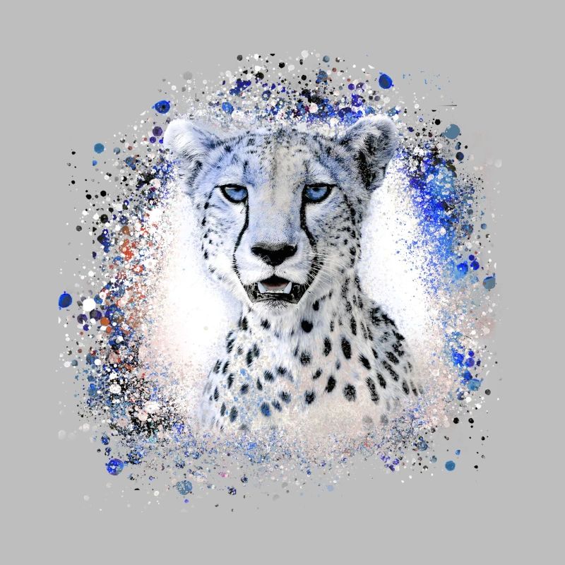 léopard, chat, chat sauvage, graffiti, peinture, bleu