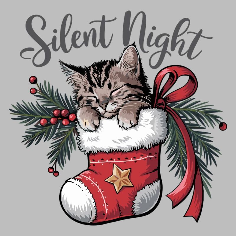 Douce nuit – Chaton en bas de Noël