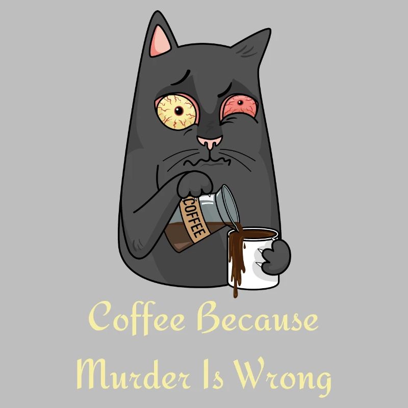 Kaffee Tshirt- lustige Kaffee Sprüche mit Katze