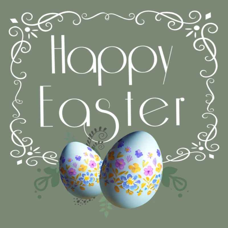 Happy Easter lettering with Easter eggs