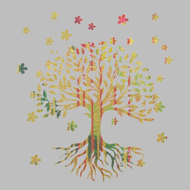 Arbre de Vie,Arbre de Vie,Fleurs,Or,Fleur