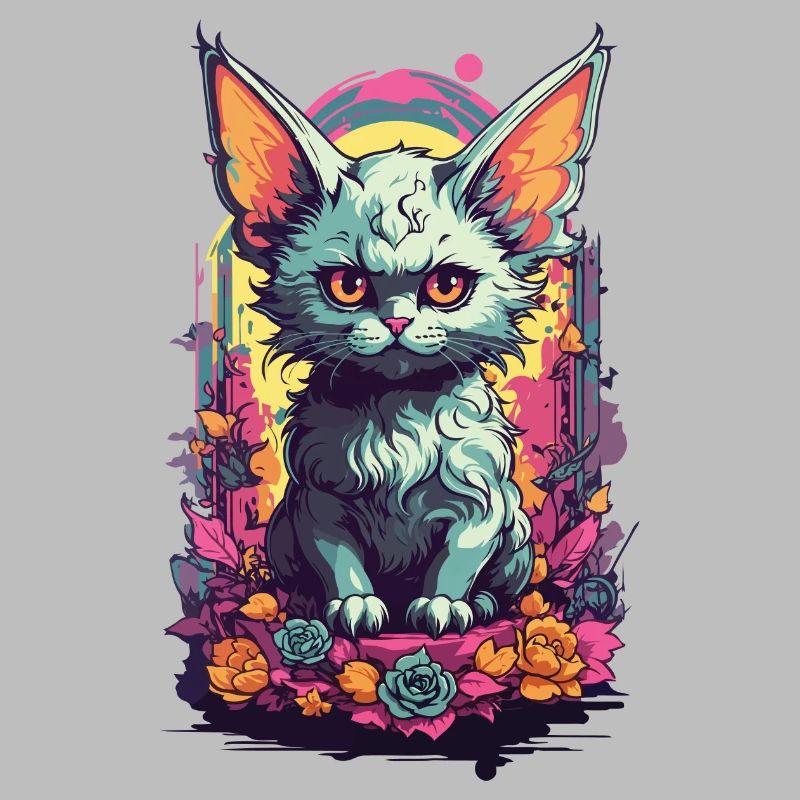 Gothic Dämon Katze in Pastell Mystisches Design