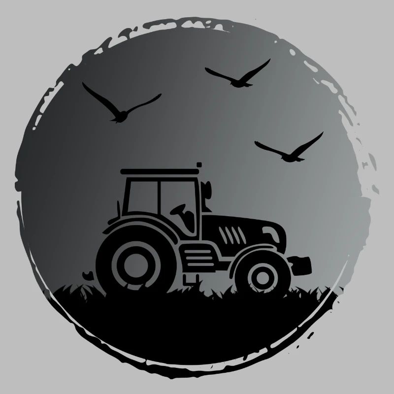 Traktor Traktorfahrer "Ernte im Mondschein"