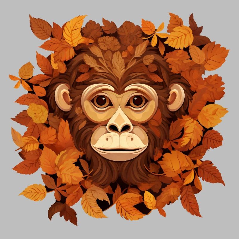 Herbstlicher Affe oder Schimpanse aus Blättern