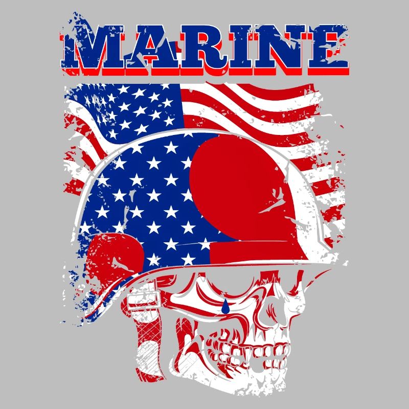 Ein beängstigender Marineschädel mit US Flagge
