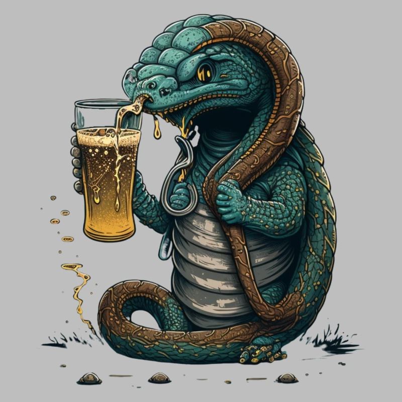 Cool Lizard with Beer Comic Illustration
