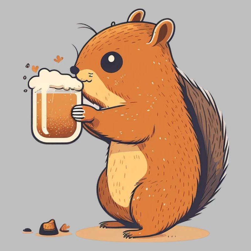 Süßes Eichhörnchen mit Bier