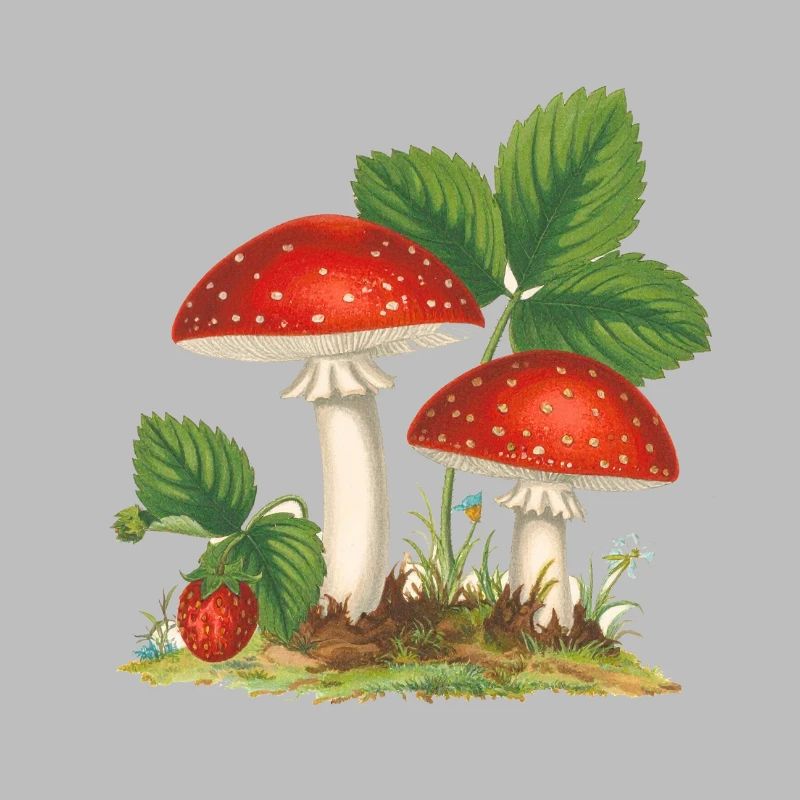strawberries,vintage,retro,toadstool,forest