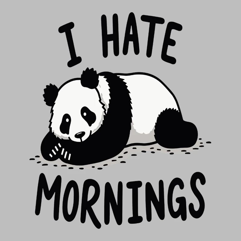 Panda I Hate Mornings Spruch