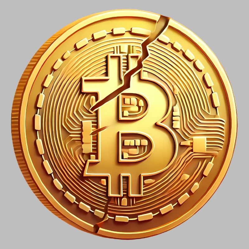 Conception de pièce Bitcoin fissurée