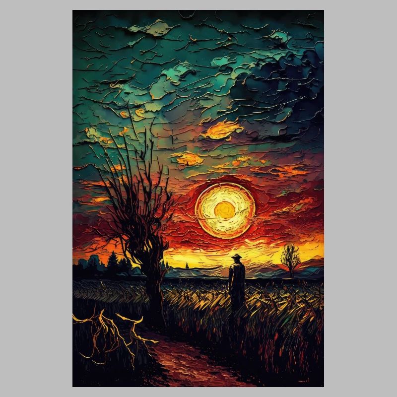 Peintures de terrain de paysage de coucher de soleil
