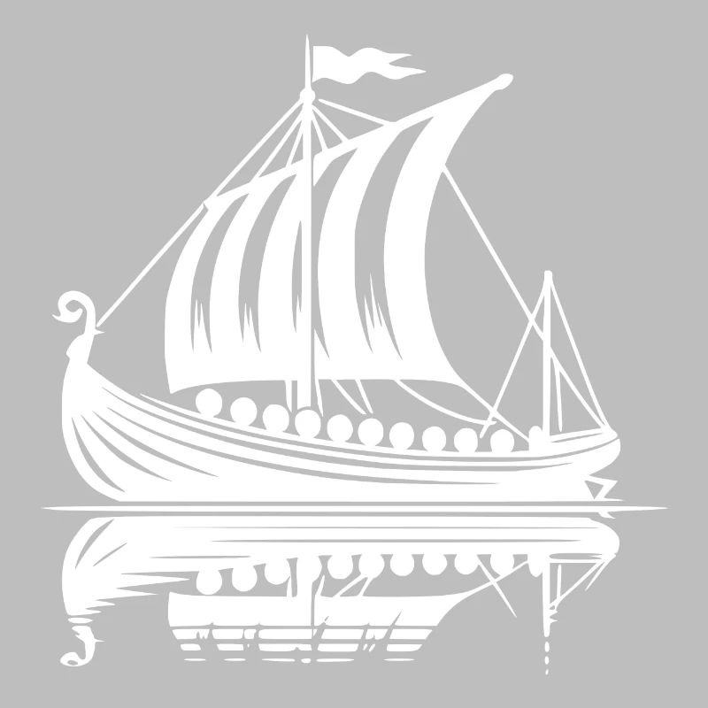 Starkes Wikinger Drachenboot mit Segel