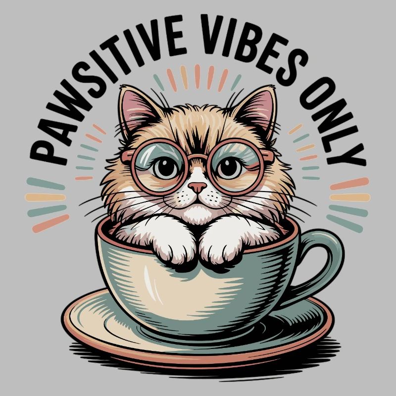 Pawsitive Vibes Only – Cat in a Cup