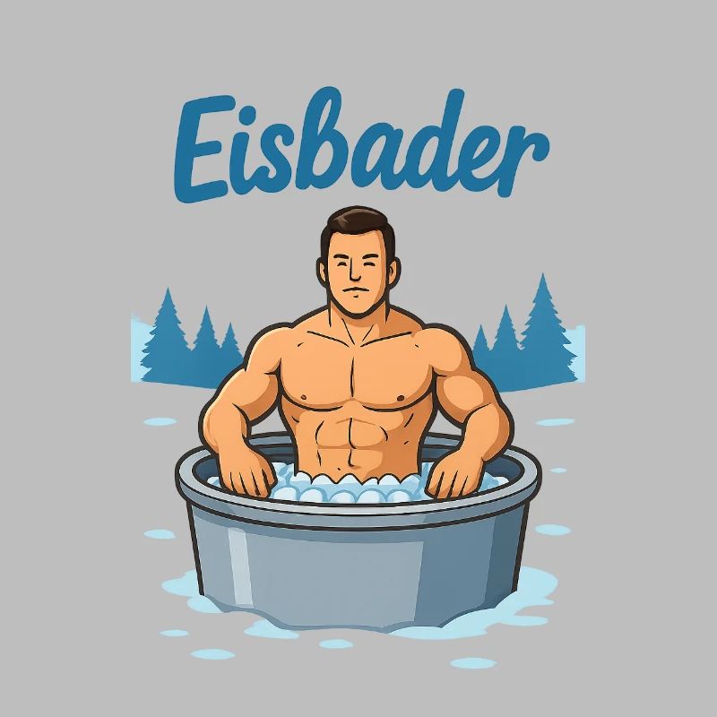 Eisbader Muskelmann im Eisbad