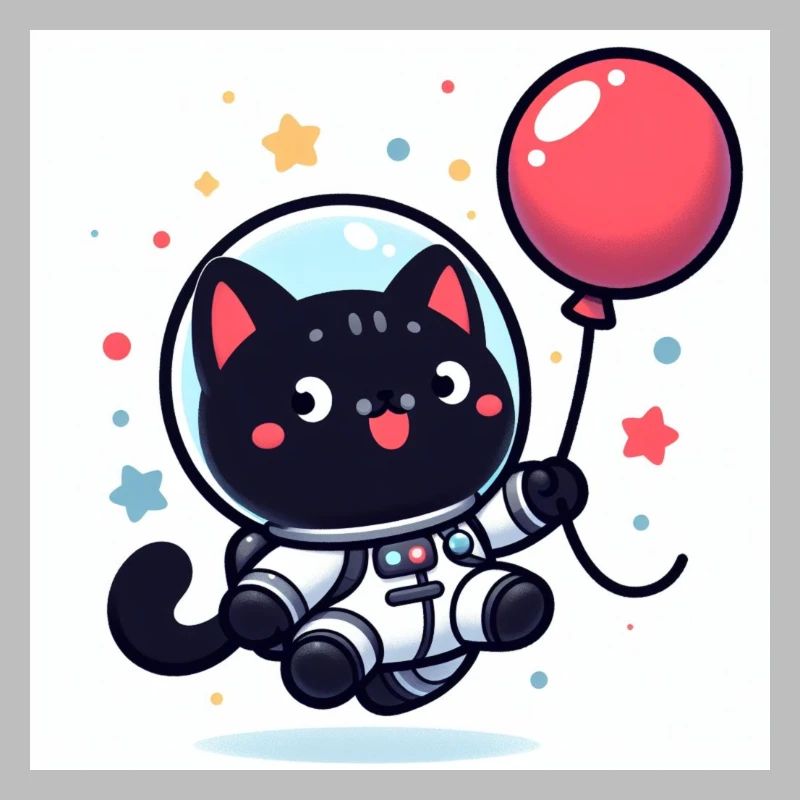 Chat mignon de l’espace en combinaison spatiale avec un ballon