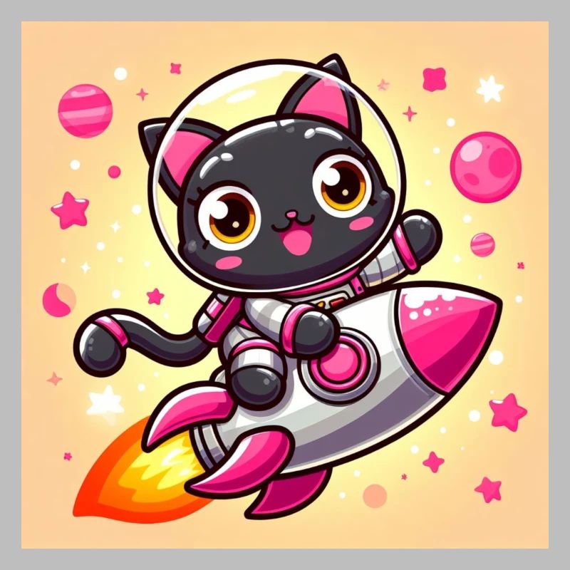 Space Kitty sur une fusée dans l’espace