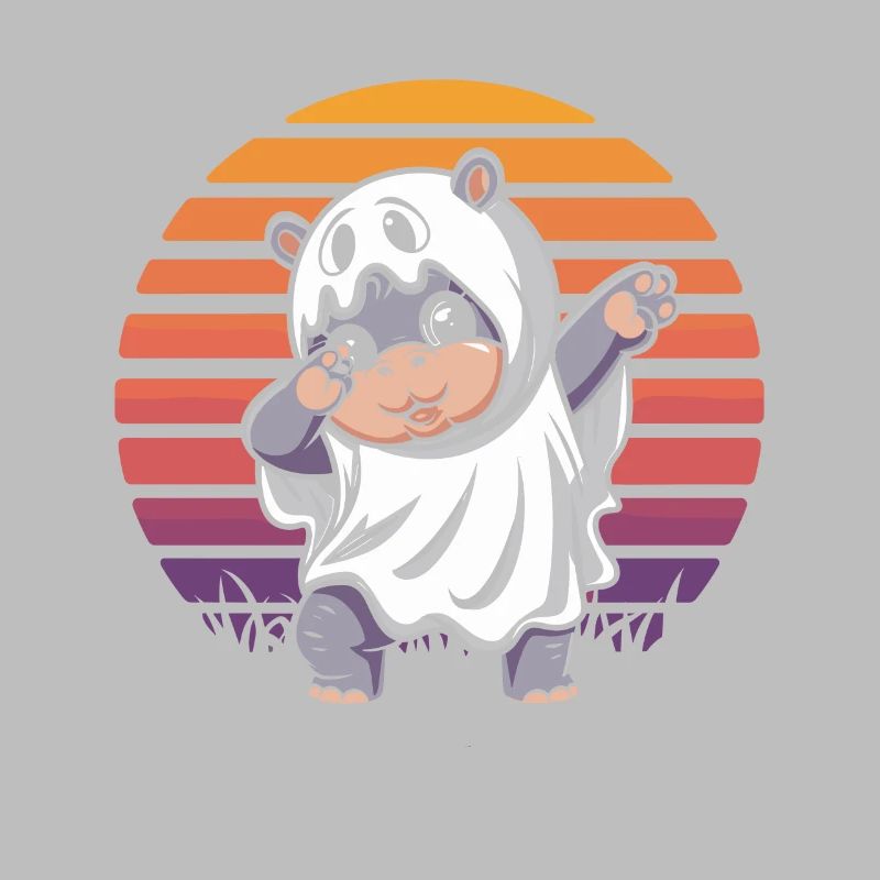 Dabbing Moo deng Dabender Ghost Hippo Halloween