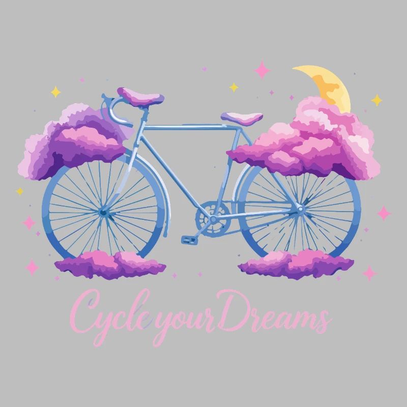 Conception de vélo nuage « Cycle Your Dreams » avec lune