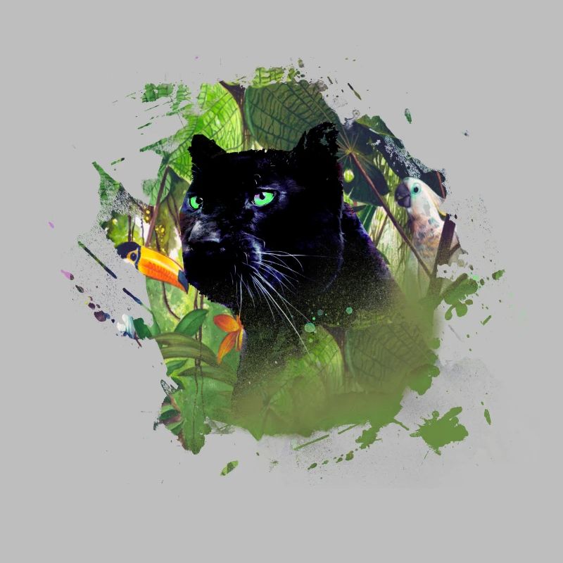 panthère, guépard, léopard, noir, vert, jungle