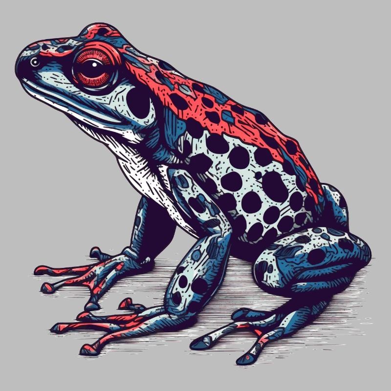 Pfeilgiftfrosch Amphibie in toller retro Optik