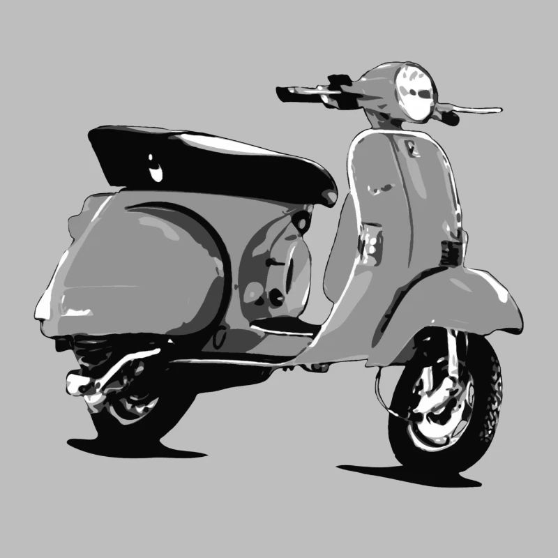 Oldtimer Roller Comic-Style (sw)