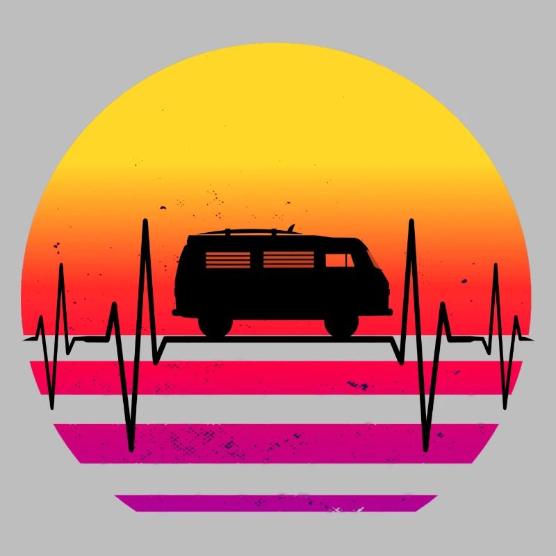 Bully Surf Trip Surfer Van Retro Sunset